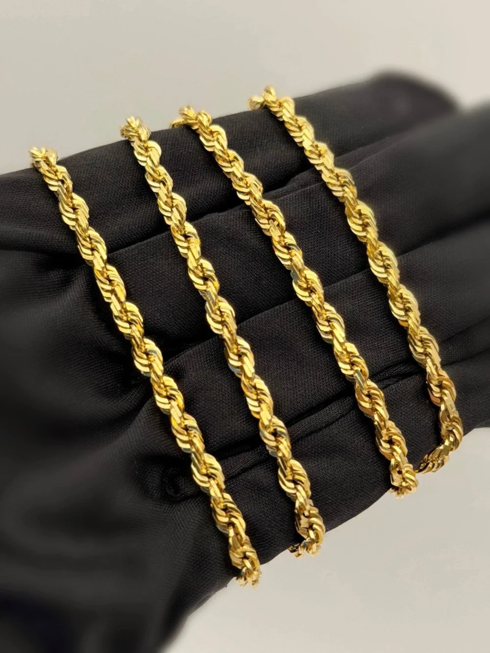 10k Solid Yellow Gold Rope Chain Unisex Necklace 24” 4mm